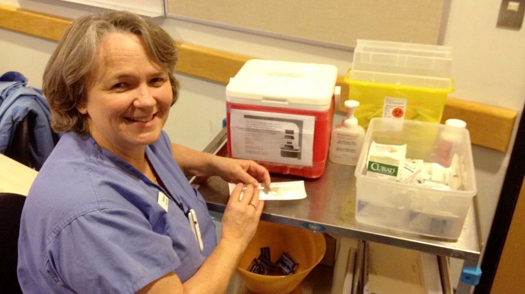 Fiona Francis, Peer Nurse Immunizer (PNI) at the Richmond Hospital. 
