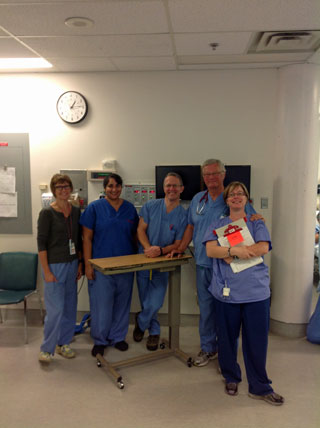 In praise of the team (l to r): Lori Dover, Prab Nagra, Craig Steeves, Dr. Mike Carter and Carla Olson are just a few of the many Urgent Care Centre, lab and ultrasound staff serving patients every day at UBC Hospital. 