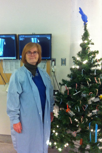 Anne Wright, an RN at UBC Hospital’s Urgent Care Centre, has worked more than 30 Christmases and remembers Dr. Ostrow dressed as Santa and handing out candy canes in the ICU one year.