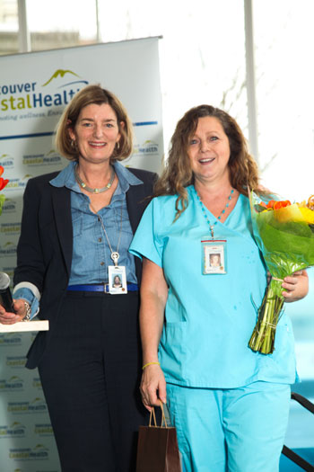 Mary Ackenhusen (left), incoming VCH president and CEO, and patient escort Sally Callaghan.
