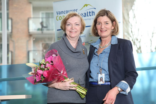 Patricia Yoshizawa (left), OR nurse, and Mary Ackenhusen, incoming VCH president and CEO.