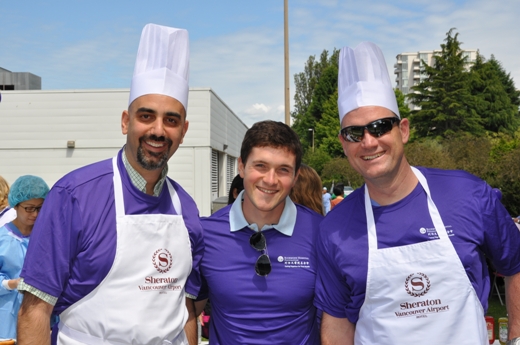 Mike Nader, Andrew Campbell (runner and Richmond Hospital patient), and Dermot Kelly were all smiles at the barbeque.