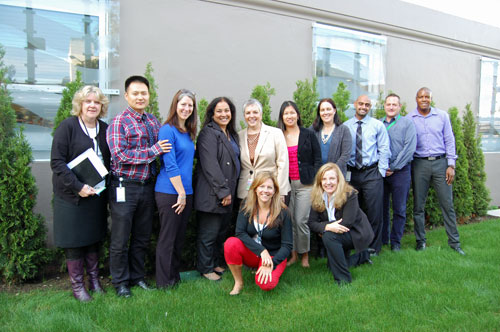 Vancouver’s ASF Ideas Lab: (back row, left to right) Gail Allison, Edward Park, Michelle de Moor, Parm  Pannum, Vivian Eliopoulos, Haydee Mones, Barbara Drake, Harjit Dhaliwal, Rian Dodds, Andrew Day  (front row, left to right) Laura Case and Stacy Sprague. Not pictured: Desiree Betz, Nellie Hariri, Shannon  Hopkins, George Scotton and Ali Wakerly. 