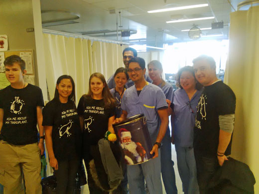 Operation Popcorn visits CSICU staff (l to r): Jessica Mah, Arvinder Khaira, Gurdip Bhatti, Patricia Bell and Tina Lam.