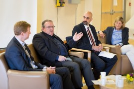 Left to right: SET members Glen Copping, Dr Patrick O'Connor, Mike Nader and Mary Ackenhusen talk about what they've learned as leaders at VCH.