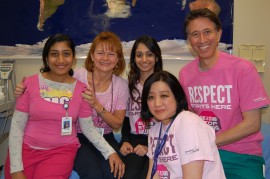 Cardiopulmonary staff show that pink isn't just for healthy hearts. 
