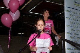 Hannah Brine, Grade four student from New Westminster with Anne Harvey, VP of Employee Engagement