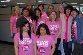 A sea of pink shirts in the Regional Staffing Office.  