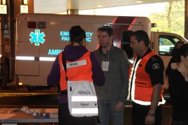 A mock patient being triage during a Code Orange exercise at VGH.