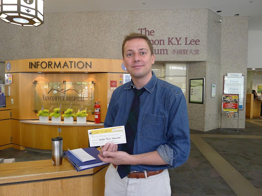 Draw winner Michael Pashe at VGH.