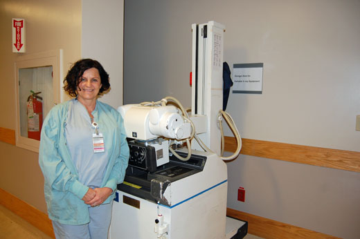 Karen Moti, supervisor of OR Radiology, says she looks forward to retiring old X-rays like the one pictured here for the next generation with of mobile imaging with digital displays and wireless capabilities.