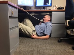 Clive Camm, Communications Leader - External Relations, during the ShakeOut BC exercise.