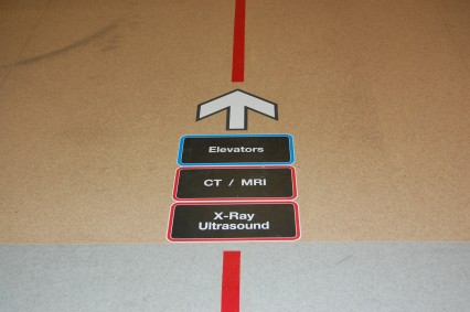 Follow the red linen to  X-Ray. New  wayfinding improvements come to Lions Gate Hospital.