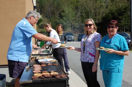 Squamish General Hospital staff enjoy a BBQ to celebrate the completion of the RT2C modules.