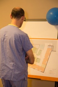 Picturing the future: Drafts of new Koerner Pavilion floor plans were on display.