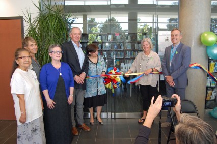 ??, Elizabeth Stanger, CMHA's ??, Kerry Dennehy, Bita Ardakani, Ginny Dennehy and Dr. Allan Burgmann at the Kelty Dennehy Mental Health Resource Centre's official ribbon cutting on May 6, 2016.