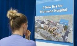 RICHMOND,BC: JUNE 2, 2016 -- A Richmond Hospital staff member looks at the plan for a new acute care tower for Richmond Hospital in Richmond, BC, June, 2, 2016.