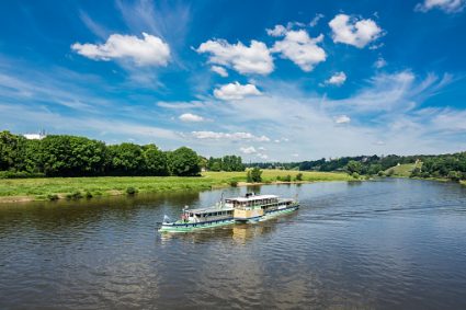 Passenger ship on the river Elbe in Dresden