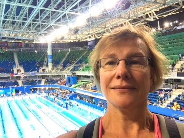 KCC's Madalena Bohomol snaps a selfie at the Maria Lenk Aquatic Centre in Rio during the 2016 Summer Olympics.