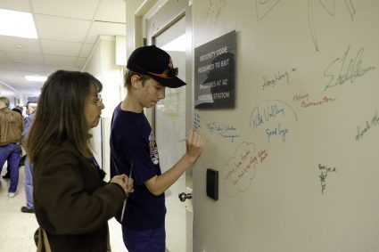 Visitors had the chance to write down memories on the inside walls of the old NVGH.