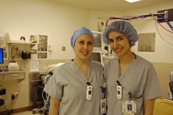 Colleagues and friends in the operating room: Sadaf Gharesi and Saghar Ahmadi-Abbassabadi.