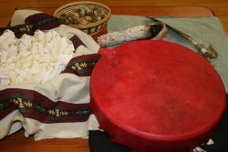 Traditional medicine bags, smudge kit and drum are important cultural supports