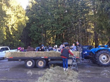 Participants enjoyed a hay ride during the Family Fit Fest Day in Bella Coola on Feb. 13, 2017.