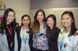 Research is teamwork (l to r): Sarah Wong, Research Assistant; Rupinder Brar, Angela Aquino and Vi Ho, Research Coordinators; and Devine Calanog, Research Assistant.